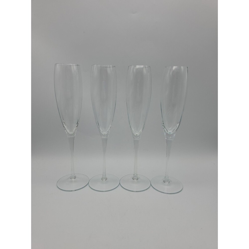 Optic Champagne Flutes Stemware 12 Optic  Panels Clear Crystal Unbranded